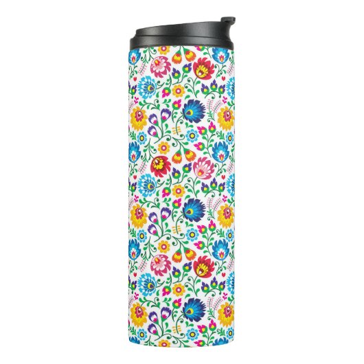 Folkkunst Blume Muster 2 Thermosbecher (Nach links gedreht)