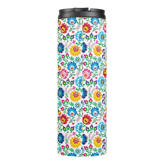 Folkkunst Blume Muster 2 Thermosbecher (Rückseite)