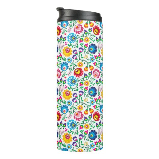 Folkkunst Blume Muster 2 Thermosbecher (Nach rechts gedreht)