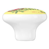 Folkkunst Flying Bird farbig rustikal Retro Gelb Keramikknauf (Seitenansicht)