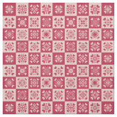 Folkkunst Gestricktes Herzmuster Rot und Rosa Stoff (Muster)