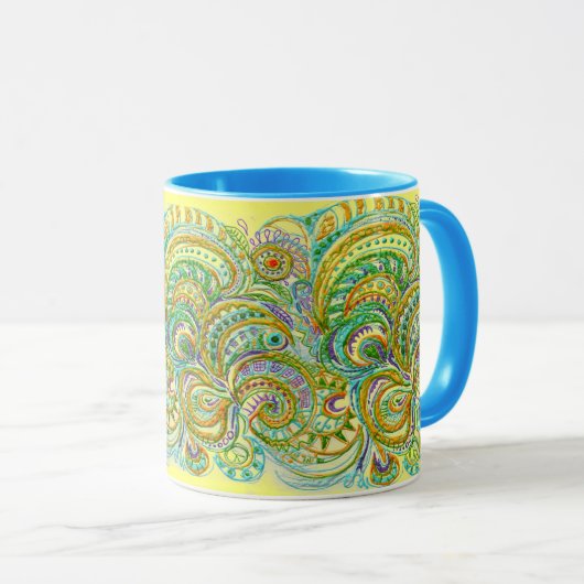 Folkkunstfantasy-Muster Tasse (VorderseiteRechts)