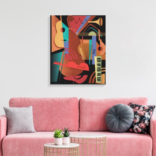 Folklorband Stretched Canvas Print Leinwanddruck (Insitu (Wohnzimmer))