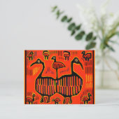 Folklore Art farbenfrohe Vögel Postkarte (Stehend Vorderseite)