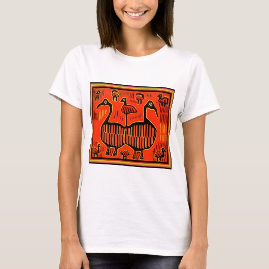 Folklore Art farbenfrohe Vögel T-Shirt (Vorderseite)