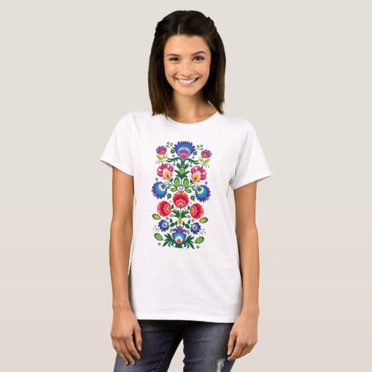 Folklore-Blume, Farbmischung 6 T-Shirt (Vorne ganz)
