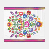 Folklore-Blume, Farbmix 3 Fleecedecke (Vorderseite (Horizontal))