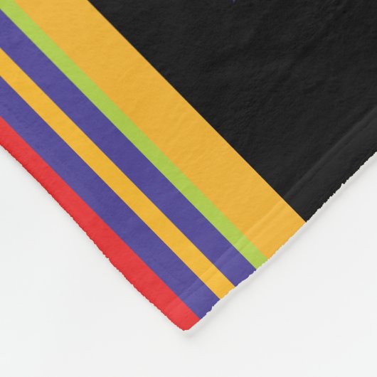 Folklore-Blume, Farbmix 5 auf schwarz Fleecedecke (Ecke)