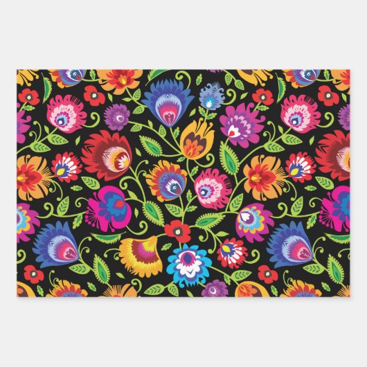 Folklore Blume Wycinanki   Geschenkpapier Set (Vorderseite 3)