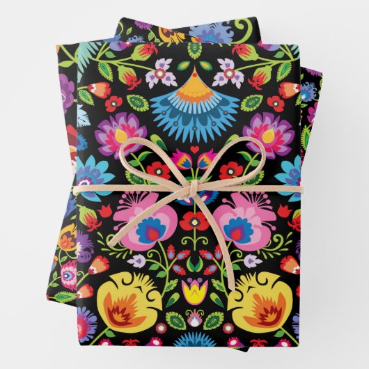 Folklore Blume Wycinanki   Geschenkpapier Set (Beispiel)