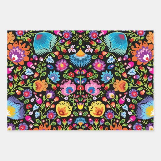 Folklore Blume Wycinanki Geschenkpapier Set (Vorderseite)