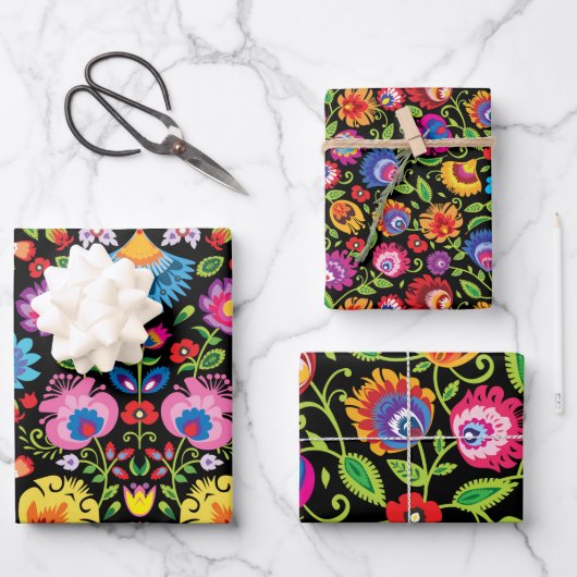 Folklore Blume Wycinanki Geschenkpapier Set (Vorderseite)