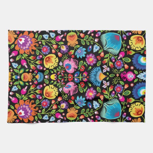 Folklore Blume Wycinanki  Geschirrtuch (Horizontal)