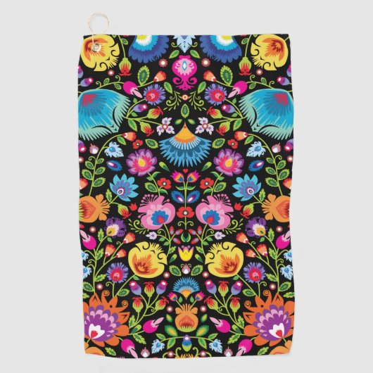 Folklore Blume Wycinanki Golfhandtuch (Vorderseite)