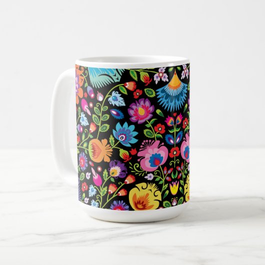 Folklore Blume Wycinanki Kaffeetasse (Vorderseite Links)