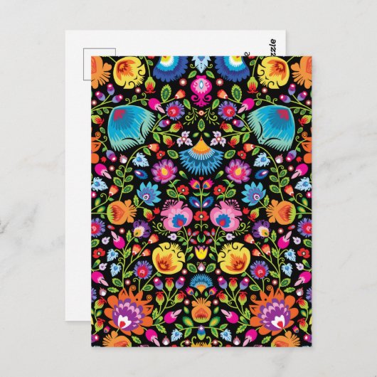 Folklore Blume Wycinanki Postkarte (Vorne/Hinten)