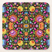 Folklore Blume Wycinanki Rechteckiger Pappuntersetzer (Vorderseite)