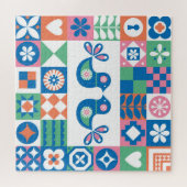 Folklore-Blumenkarte: Skandinavisches Design. Puzzle (Horizontal)