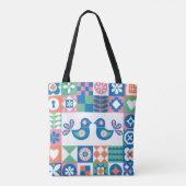 Folklore-Blumenkarte: Skandinavisches Design. Tasche (Rückseite)