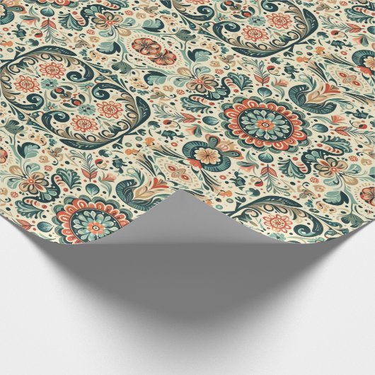 Folklore Charm: Artisanal Folk Art Wrapping Paper Geschenkpapier (Ecke)