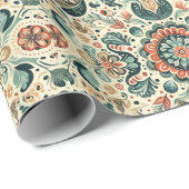 Folklore Charm: Artisanal Folk Art Wrapping Paper Geschenkpapier (Rolleneckpunkt)