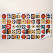 Folklore Floral Summer Vibes - Personalisiertes Mo Strandtuch (Vorderseite)