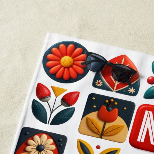 Folklore Floral Summer Vibes - Personalisiertes Mo Strandtuch (Beispiel)