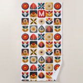 Folklore Floral Summer Vibes - Personalisiertes Mo Strandtuch (Vorderseite)