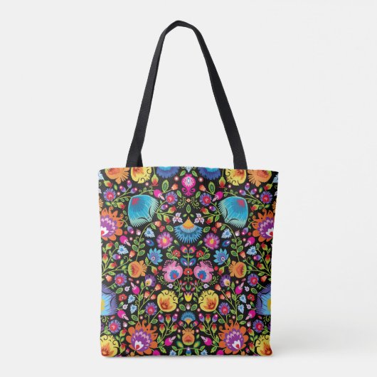 Folklore flowers Wycinanki black  Tasche (Rückseite)