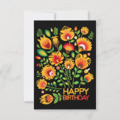 Folklore Happy Birthday Card Dankeskarte (Vorderseite)