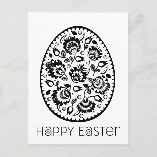 Folklore Happy Oaster Black&White [egg] Postkarte (Vorderseite)
