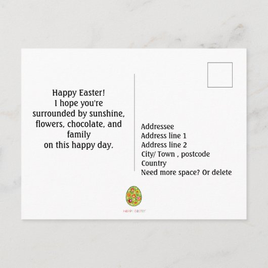 Folklore Happy Oaster [egg] Postkarte (Rückseite)