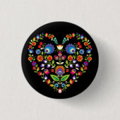 Folklore-Herz, Wycinanki-Stil Button (Vorderseite)