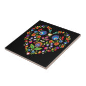 Folklore-Herz, Wycinanki-Stil   Fliese (Seite)