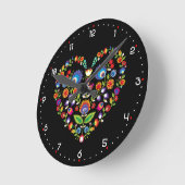 Folklore-Herz, Wycinanki-Stil Runde Wanduhr (Winkel)
