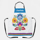 Folklore mit Blume und 2 Vögeln Schürze (Vorderseite)