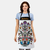 Folklore mit schwarzem Schnitt Wycinanki Schürze (Getragen)