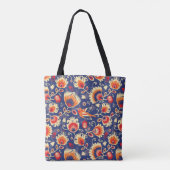 💛 🧡 Folklore Muster mit gelben Blumen 002 Tasche (Rückseite)