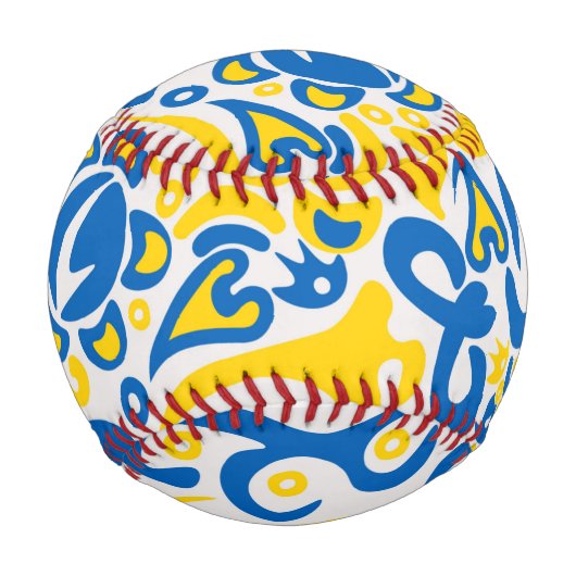 Folklore-Muster mit ukrainischen Flaggenfarben Baseball (Rückseite)
