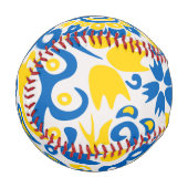 Folklore-Muster mit ukrainischen Flaggenfarben Baseball (Vorderseite Links)