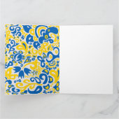 Folklore-Muster mit ukrainischen Flaggenfarben Dankeskarte (Innenseite)