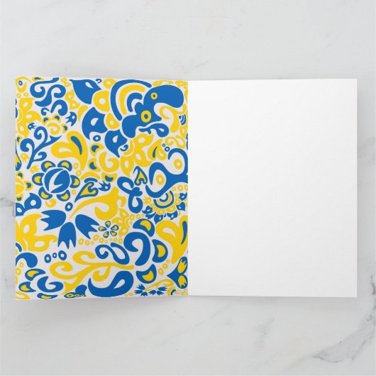 Folklore-Muster mit ukrainischen Flaggenfarben Dankeskarte (Innenseite)