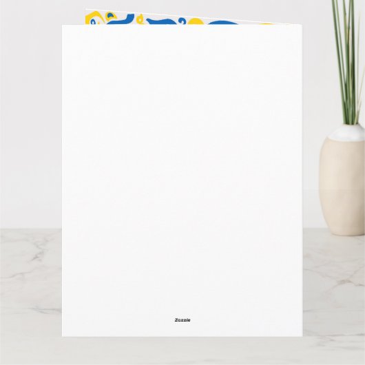 Folklore-Muster mit ukrainischen Flaggenfarben Dankeskarte (Rückseite)