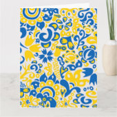 Folklore-Muster mit ukrainischen Flaggenfarben Dankeskarte (Vorderseite)