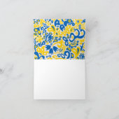 Folklore-Muster mit ukrainischen Flaggenfarben Dankeskarte (Innenseite)