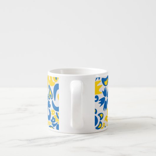 Folklore-Muster mit ukrainischen Flaggenfarben Espressotasse (Rückseite)