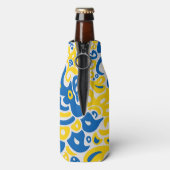 Folklore-Muster mit ukrainischen Flaggenfarben Flaschenkühler (Flasche Rückseite)
