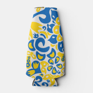 Folklore-Muster mit ukrainischen Flaggenfarben Flaschenkühler