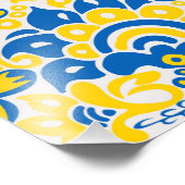 Folklore-Muster mit ukrainischen Flaggenfarben Fotodruck (Ecke)