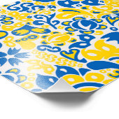 Folklore-Muster mit ukrainischen Flaggenfarben Fotodruck (Ecke)